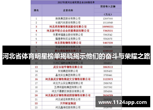 河北省体育明星榜单揭晓揭示他们的奋斗与荣耀之路